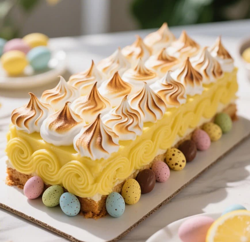 Festlig Påsktårta i Långpanna med Maräng